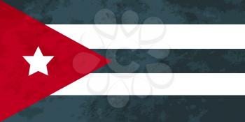 True proportions Cuba flag with grunge texture