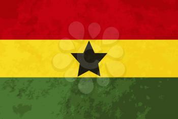 True proportions Ghana flag with grunge texture