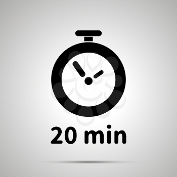 Twenty minutes timer simple black icon with shadow