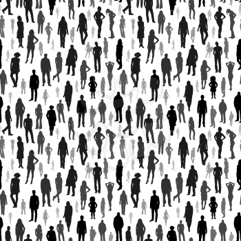A large group of people. vector seamless pattern