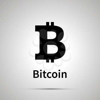 Bitcoin cryptocurrency simple black icon with shadow