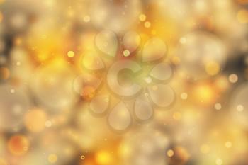 Bright yellow magic light in the dark, abstract background