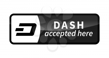 Dash accepted here, black glossy badge isolated on white