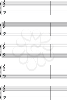 Music note stave with treble and bass clef a4 sheet