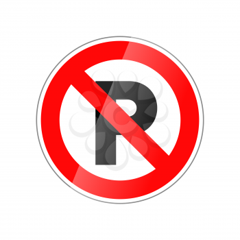Parking not allowed, forbidden red glossy sign isolated on white
