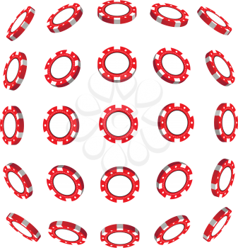 Red casino token from different sides isolated on white
