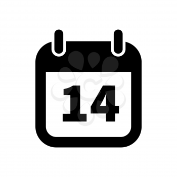 Simple black calendar icon with 14 date on white