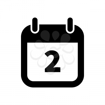 Simple black calendar icon with 2 date on white