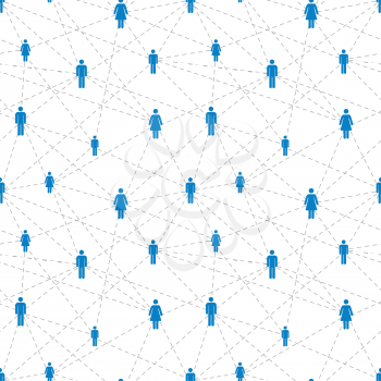 Social network with simple people icons, seamless pattern on white