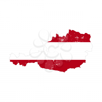 Austria country silhouette with flag on background on white
