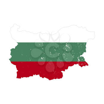 Bulgaria country silhouette with flag on background on white
