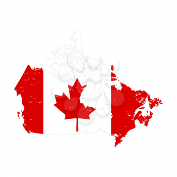 Canada country silhouette with flag on background on white