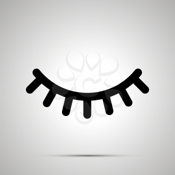 Closed eye with eyelashes sign, simple black icon