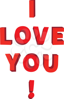 I love you, 3d red lettering isolated on white
