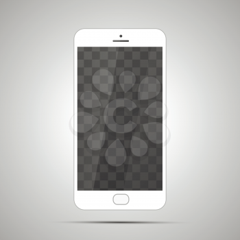 Mock up of white realistic glossy smartphone with transparent place for screen on light background