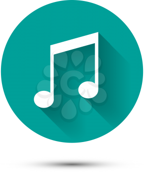 Music icon on green background with long shadow