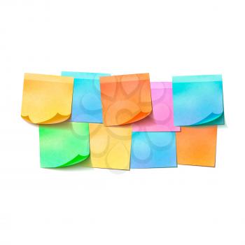 Set of different colorful sticky notes on white background