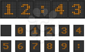 Set of vector pixel numbers of lighting bulb shows time