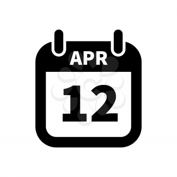 Simple black calendar icon with 12 april date on white