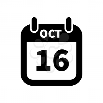 Simple black calendar icon with 16 october date on white