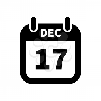 Simple black calendar icon with 17 december date on white