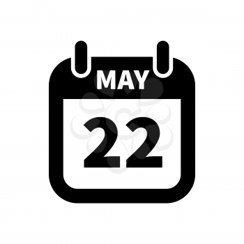 Simple black calendar icon with 22 may date on white
