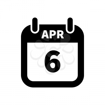 Simple black calendar icon with 6 april date on white