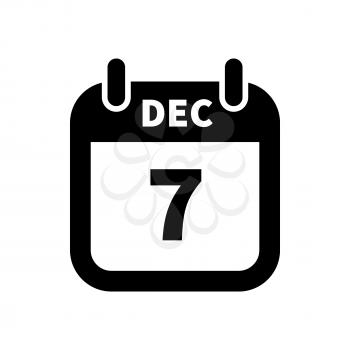 Simple black calendar icon with 7 december date on white