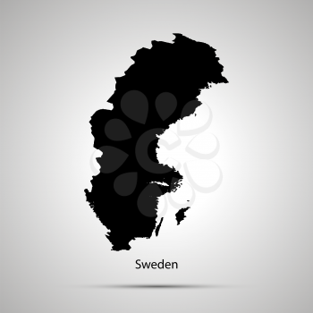 Sweden country map, simple black silhouette