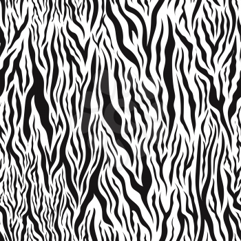 Black and white tiger skin, detailed seamless pattern