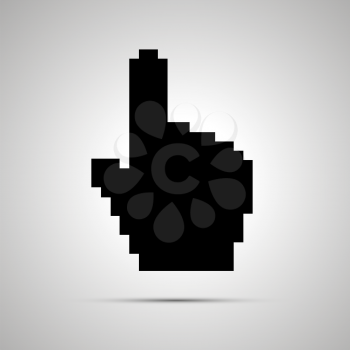 Black pixelated computer cursor in hand shape, simple icon