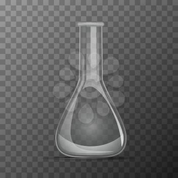 Simple transparent flask for chemicals experiments on transparent background