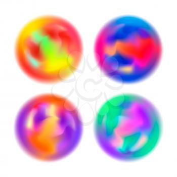 Set of abstract colorful blurred motion in spheres shape on white
