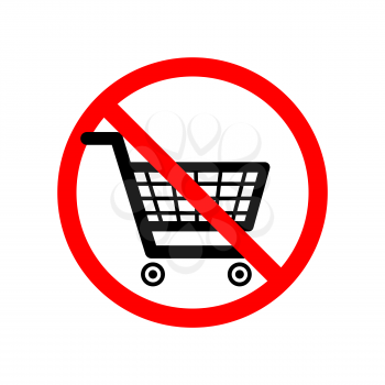 Shopping carts are not allowed, red forbidden sign isolated on white