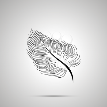 Soft feather outline simple black icon with shadow