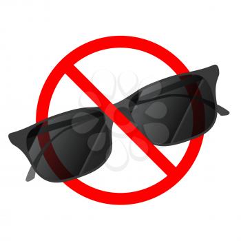 Sunglasses not allowed, red forbidden sign isolated on white