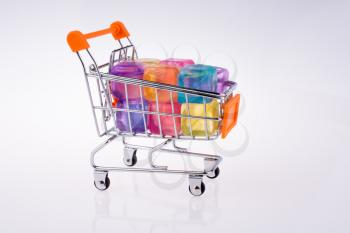 Colorful blocks in a shopping cart