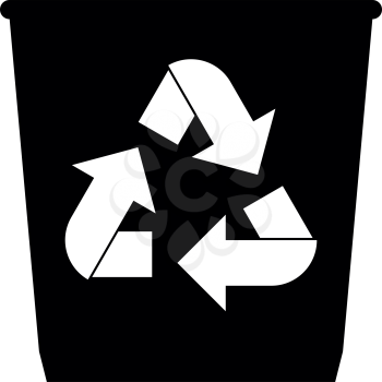 Trash basket icon  with utilization arrows icon black color vector illustration isolated