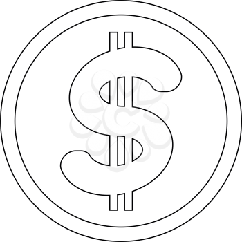 Dollar in the circle the black color icon vector illustration