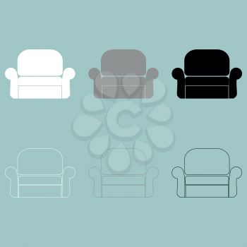 Armchair or easy chair icon set.