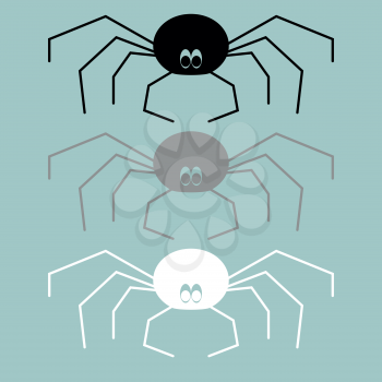 Black grey white spider icon it is set.