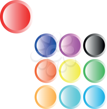 Button different color ten items Circle shape