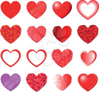 Heart set for Valentine days and other holidays Red color
