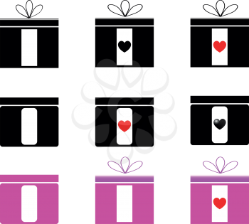 Present set black and magenta color with heart and simple