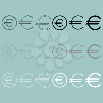 Euro sign simple and in round icon set.