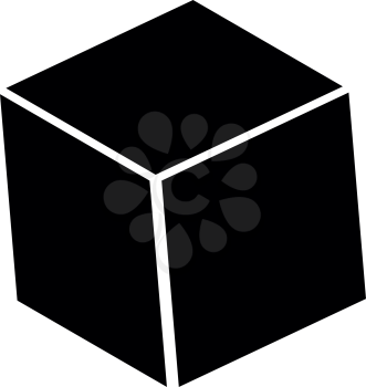 Cube it is black icon . Flat style