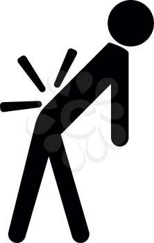Man a with sick back . Backache it is black icon . Flat style