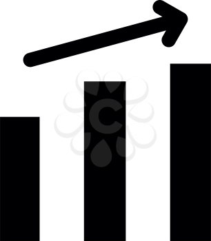Growth chart the black color it is black icon .