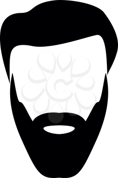 Head with beard and hair black it is black color icon .