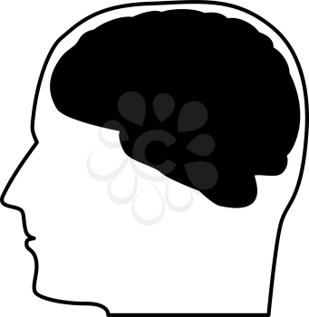 Head with the brain black it is black icon .